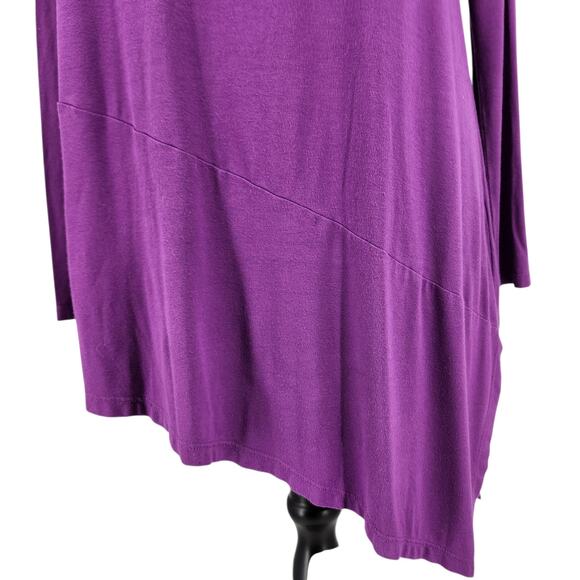 Eileen Fisher Asymmetrical Hem Tunic Top Size Small Purple Minimalist Lagenlook - Picture 6 of 7